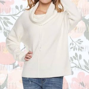 Funnel Neck Sweater, White